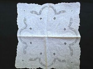 Victorian Fine Wedding handkerchief 'THE BEST'Completely handmade POINT DE GAZE