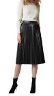 Monteau Women's Faux Leather Pleated A-Line Skirt Size XL Black