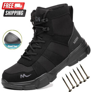 Men's Safety Steel Toe Work Boots Indestructible Waterproof Boots Non-slip Shoes
