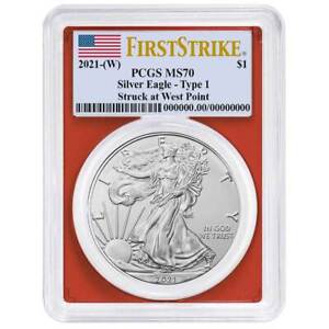 2021 (W) $1 Type 1 American Silver Eagle PCGS MS70 FS Flag Label Red Frame