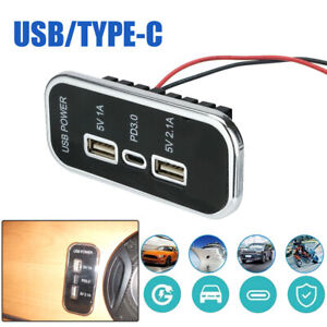 3 Ports USB Type-C PD 2.1A 1A Auto Car Charger Socket Power Adapter Tools Parts (For: 2009 Mazda 6)