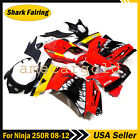 Shark Injection Fairing for Kawasaki Ninja 250R 2008-2012 EX250J Red Black Kit (For: 2009 Kawasaki Ninja 250R EX250J)