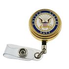 US Navy Badge Reel Retractable Military ID Card Holder Security Pass Lanyard