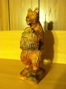 Vintage Hand Carved Wooden Bear From The Ukraine