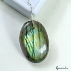 50 Cts Natural Untreated Green Shine Labradorite Oval Gem Drill Bead For Pendant
