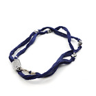 King Baby Studio Multi Wrap Blue Silk Bracelet With Skull Silver Alloy Beads