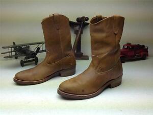 VINTAGE USA DOUBLE H  BROWN LEATHER ENGINEER MOTORCYCLE WORK BOOTS SIZE 12.5 D