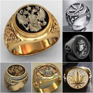 Men Fashion Viking Rings Punk Stainless Steel Ring Party Jewelry Gifts Size 6-13