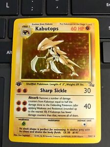 Pokémon TCG Kabutops Fossil 9/62 Holo 1st Edition Holo Rare NM