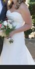 wedding dresses size 12 Strapless a-line ivory Rouching Beading Floral Appliqué