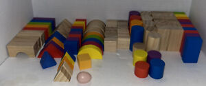 90 Wooden Building Blocks Set for Kids - Stacker Stacking Game Construction Toys