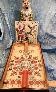 Antique French Lithograph Clown Toy Game