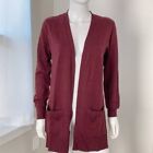 NWT Matty M Women's Ribbed Accents Cardigan Sweater With Pockets, Merlot