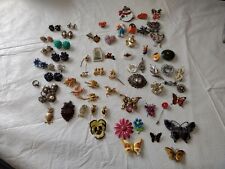 Vintage To Current Estate Lot Of Brooches Owls Critters Holiday Floral And Clip