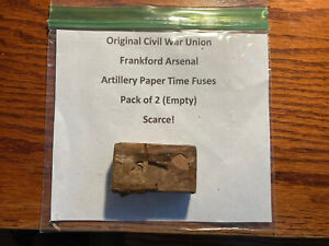 Civil War US Artillery Pack of 2 Paper Time Fuses-Franford Arsenal, Pa. - EMPTY