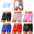 US Mens Patent Leather Pouch Boxer Briefs Shorts Stretchy Hot Pants Swim Trunks