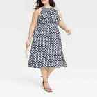Women’s Ava & Viv Plus Size A Line Halter Dress Blue Print 3X