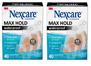 2 Pack- 3M Max Hold Nexcare Waterproof Bandages: Assorted 40 count (Clear)