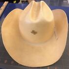 Vintage Yellow Luskey’s Larry Mahon Western Hat with Texas Pin Size 7 3/8
