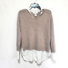 Magaschoni 100% Cashmere Sweater Womens XS Brown White Office Career Top