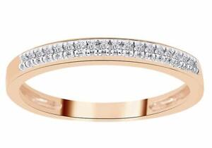 0.19Ct Round Real Diamond Anniversary Band Stackable Ring 14K Rose Gold Plated