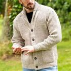 Mens Cable Knit Cardigan Sweater Shawl Collar Loose  Long Sleeve Casual Coat