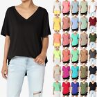TheMogan S~3X V Neck Cotton Oversized Loose T-Shirt Short Sleeve Relaxed Fit Tee