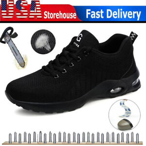 Indestructible Sneakers Mens Breathable Safety Shoes Work Boots Steel Toe Black