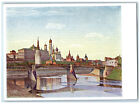 1929 Kremlin View from Kropotkin Quay Side Embankment Moscow Russia Postcard