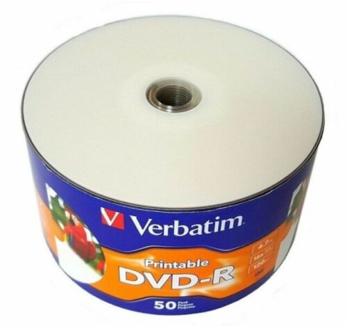 Verbatim DVD-R 4.7GB 16X White Inkjet Printable Blank Media Disc 97167 FREE SHIP