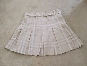 Burberry Cotton Beige Pleated Skirt Sz 6 8 M