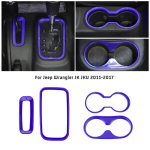 For Jeep Wrangler JK 2011-17 Purple Parts 4PCS Cup Holder Trim Gear Shift Cover  (For: Jeep)