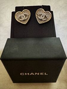 Chanel Heart Crystal Earrings