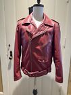 New without tags Men's Red Leather Moto Jacket in Size Medium