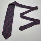 Armani Collezioni Men Black Geometric 100% Silk Necktie Handmade In Italy