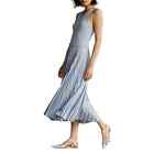 NWT $298 RALPH LAUREN Polo Sleeveless Pleated Midi Dress In Pale Blue , Size 4