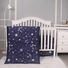Belsden 3 Piece Crib Bedding Set for Baby Boys Girls, Classic Star Navy