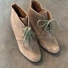 Ann Taylor Loft Leather Upper Suede lace up heeled Ankle Booties  Boots Size 8M