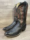 Justin Black Leather Western Cowboy Boots Mens Size 12 D Made In USA