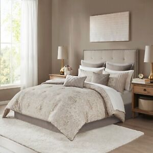 Madison Park Emilia 12 Piece Jacquard Comforter Set with Bed Sheets