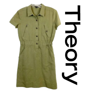 Theory Utility Cargo Dress Olive Linen Military Rocha Galley Size Small