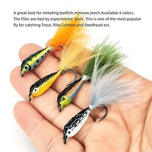 4Pcs Artificial Lures Fishing Fly Fishing Lures for Salmon Perch Crappie