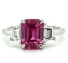 Wedding Ring Natural 0.60 Ct Diamond Purple Pink Sapphire 14K White Gold Sizable