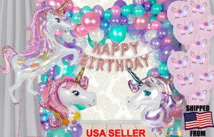 139pc COMPLETE 16ft Pearl Balloon Arch Garland Set+Unicorn HAPPY BIRTHDAY PARTY