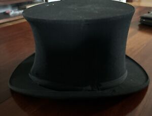 Gibus SILK Grosgrain OPERA Collapsible TOP HAT Vintage antique Black
