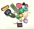 GEMSTONE LOT OF 18 PIECES TAKEN OUT OF SCRAP GOLD RINGS ETC #210