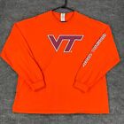 Vintage Virginia Tech Hokies Mens 2XL XXL Orange Long Sleeve T Shirt Gildan