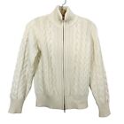 Lockie Best of Scotland 100% Cashmere Ivory Cable Knit Full Zip Cardigan Small