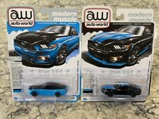 Auto World 2015 Ford Mustang GT Petty's Garage Black & Blue Set 1/64 AW64432