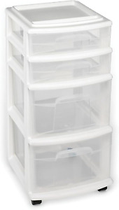 Clear Plastic 4 Drawer Medium Home Organization Storage